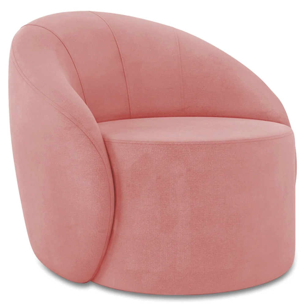 Poltrona Sala Decorativa Redonda Kit 2 Steve Suede Rosê I01  - Mpozenato