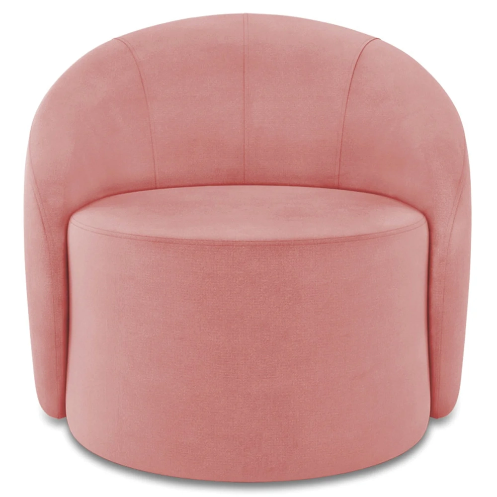 Poltrona Sala Decorativa Redonda Kit 2 Steve Suede Rosê I01  - Mpozenato