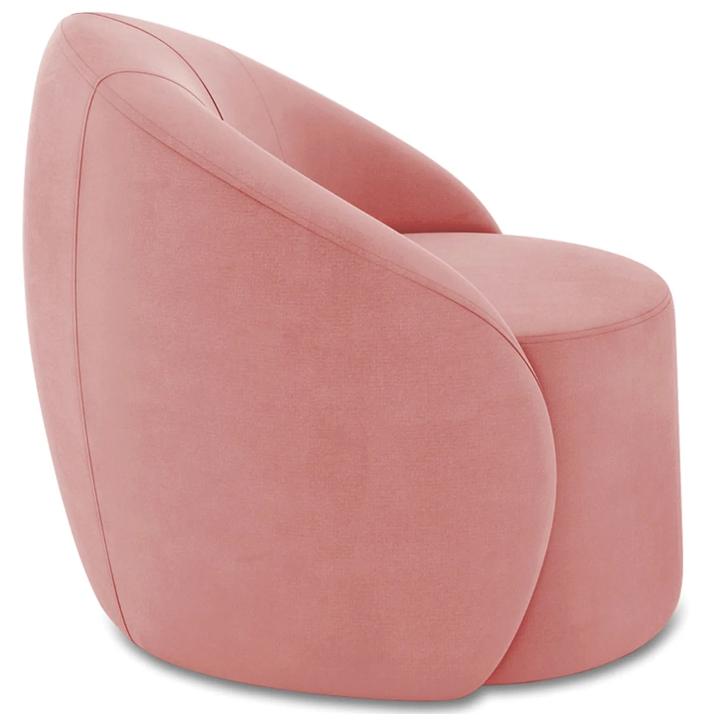 Poltrona Sala Decorativa Redonda Kit 2 Steve Suede Rosê I01  - Mpozenato