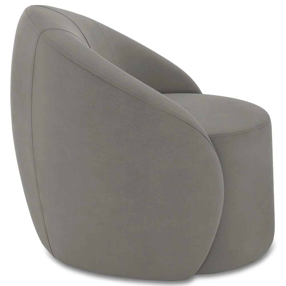 Poltrona Sala Decorativa Redonda 91cm Steve Suede Grafite I01  - Mpozenato