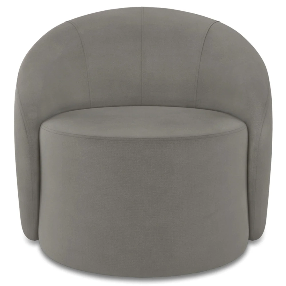 Poltrona Sala Decorativa Redonda 91cm Steve Suede Grafite I01  - Mpozenato