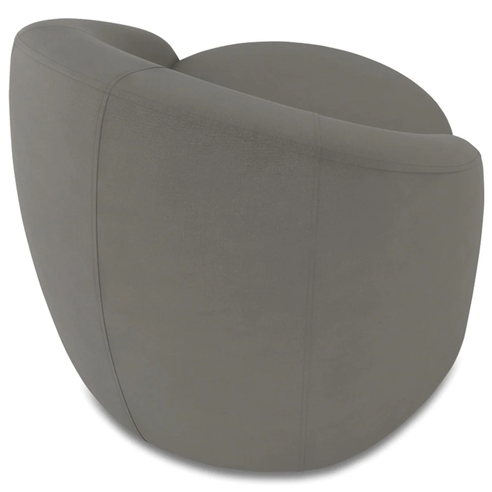 Poltrona Sala Decorativa Redonda 91cm Steve Suede Grafite I01  - Mpozenato