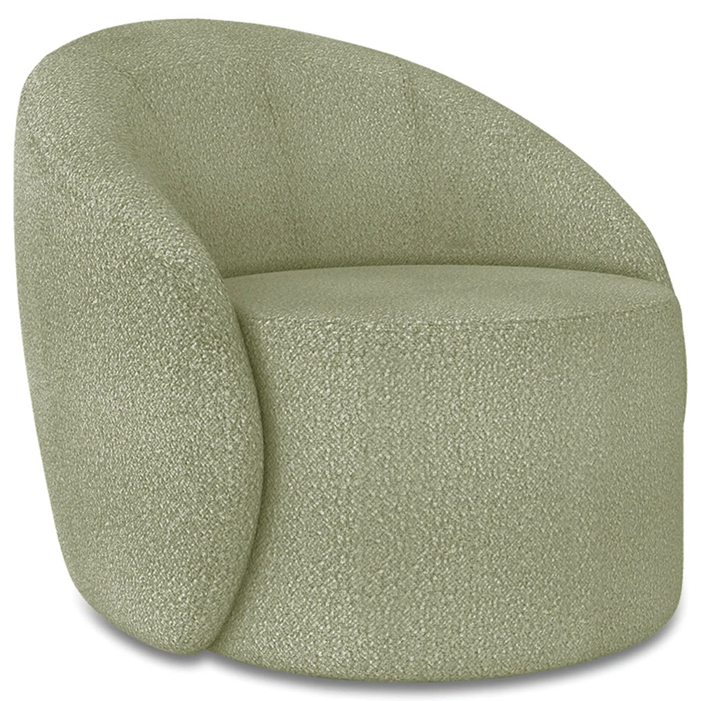 Poltrona Sala Decorativa Redonda Kit 2 Steve Boucle Pistache I01  - Mpozenato
