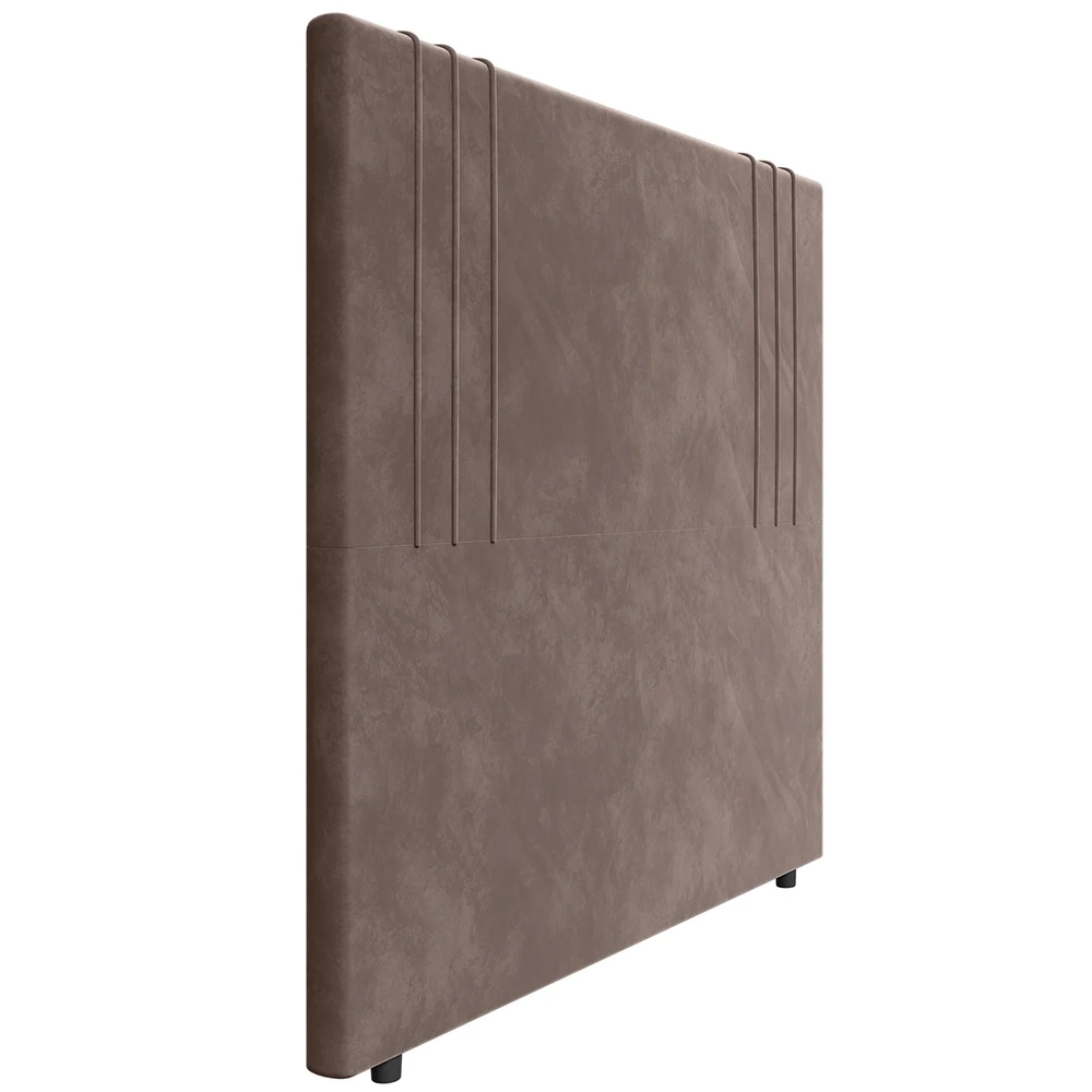 Cabeceira Cama Box Solteiro 90cm Estofada Rama Veludo Marrom Z04 - Mpozenato