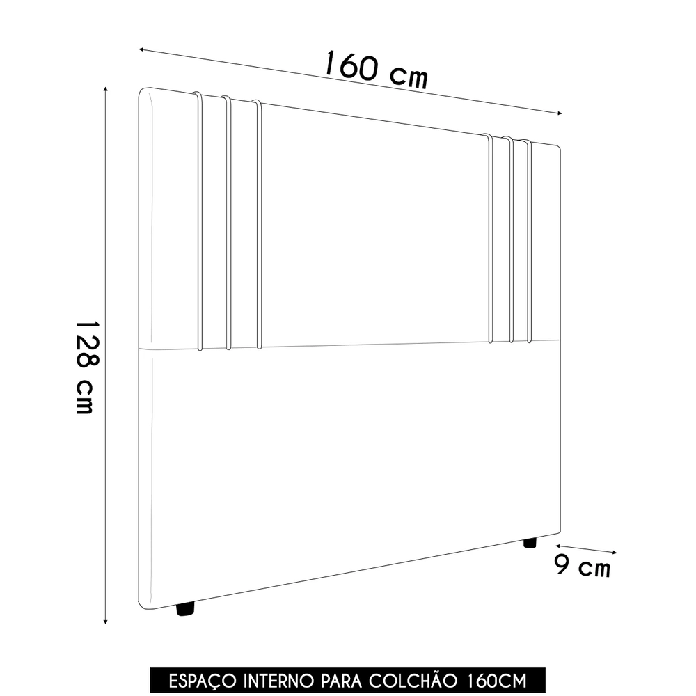 Cabeceira Cama Box Queen 160cm Estofada Rama Linho Cinza Z04 - Mpozenato
