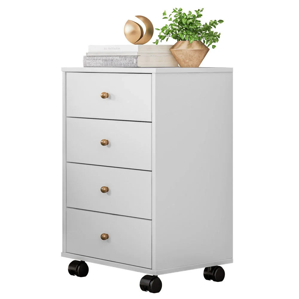 Mesa De Cabeceira 4 Gavetas Presence D02 Branco - Mpozenato