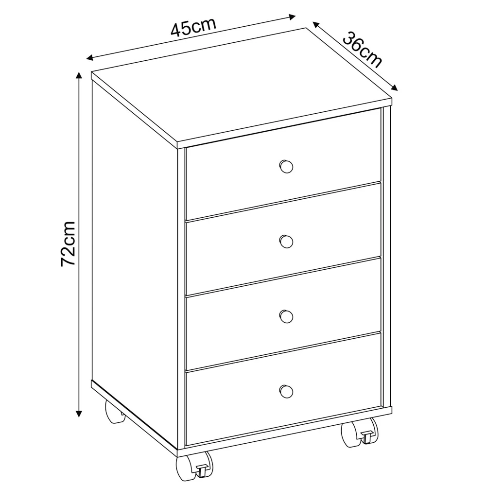 Mesa De Cabeceira 4 Gavetas Presence D02 Branco - Mpozenato