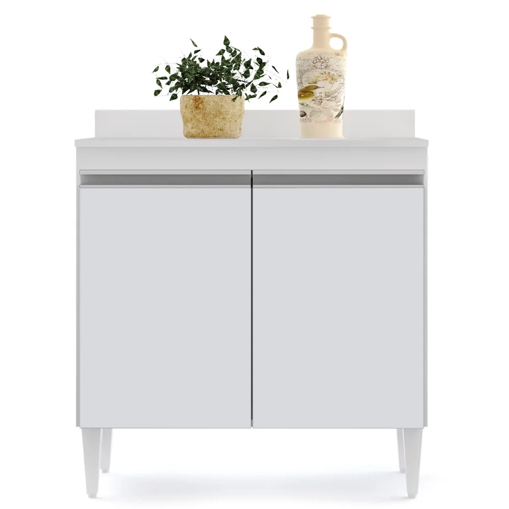 Balcão Gabinete 80cm 2 Portas Hawai Branco - Lumil Móveis