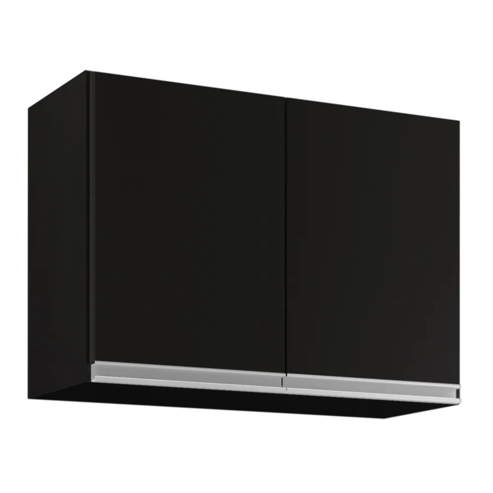 Armário Aéreo 80cm 2 Portas Califórnia Preto - Lumil Móveis