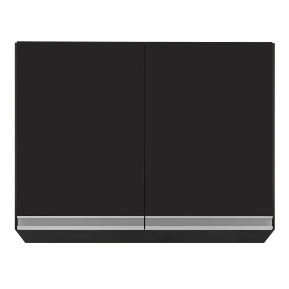 Armário Aéreo 80cm 2 Portas Califórnia Preto - Lumil Móveis