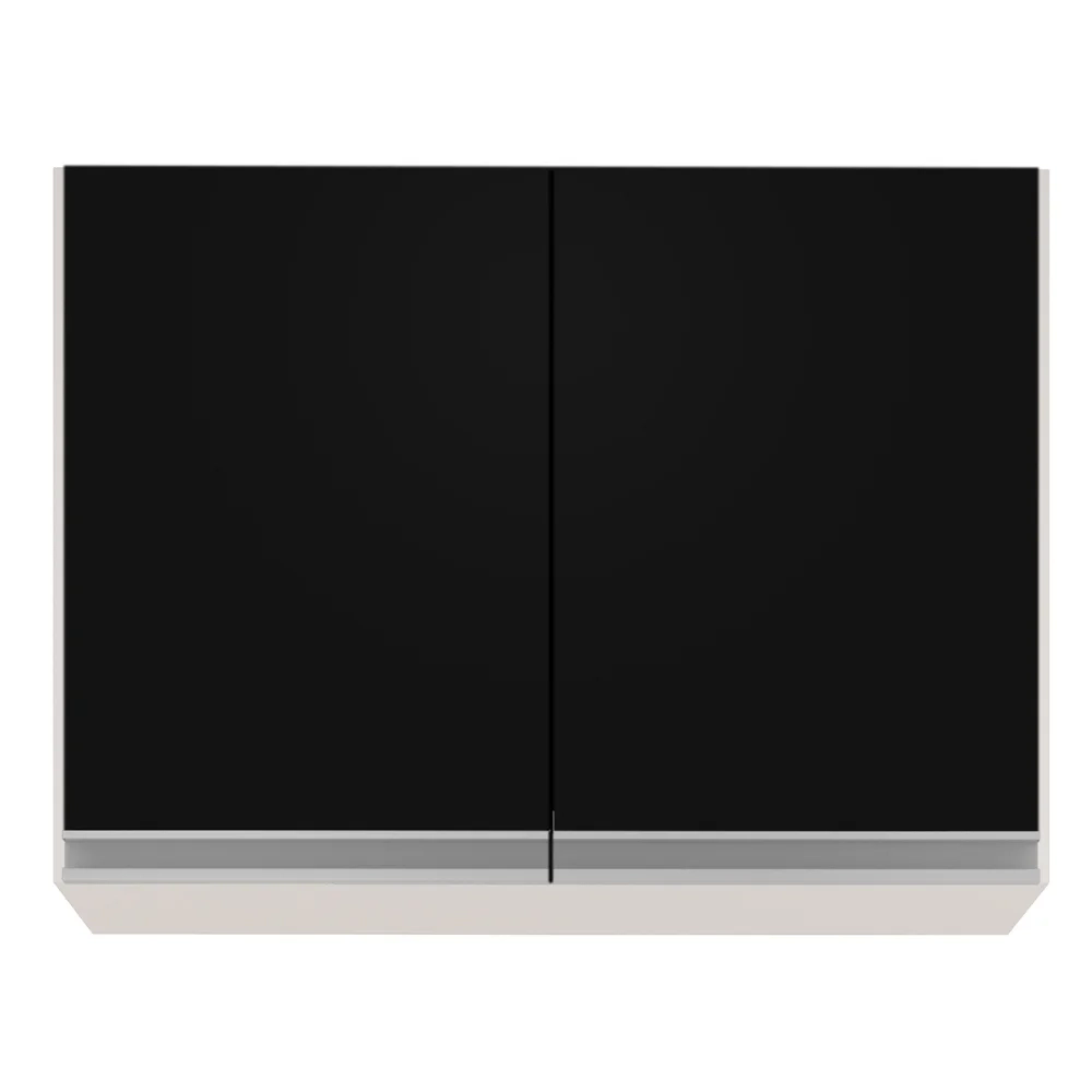 Armário Aéreo 80cm 2 Portas Califórnia Branco/Preto - Lumil Móveis