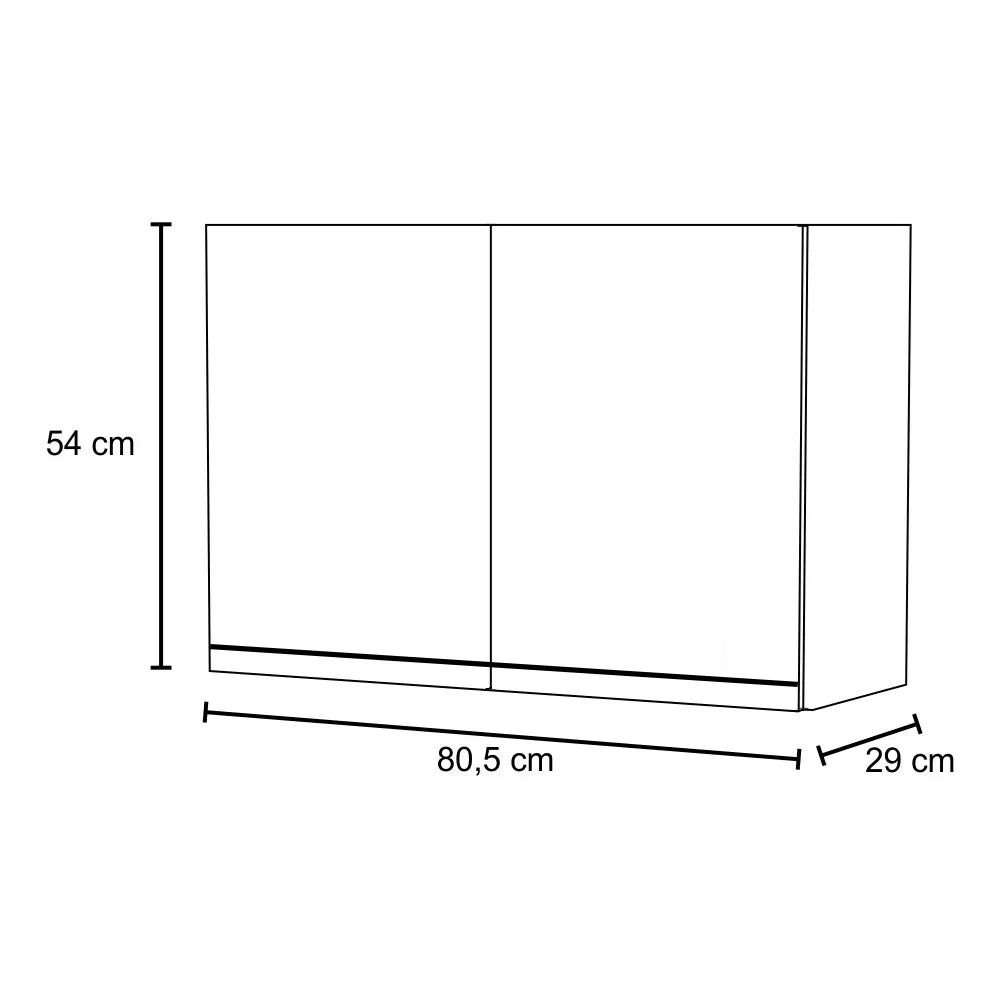 Armário Aéreo 80cm 2 Portas Califórnia Preto/Cinza - Lumil Móveis