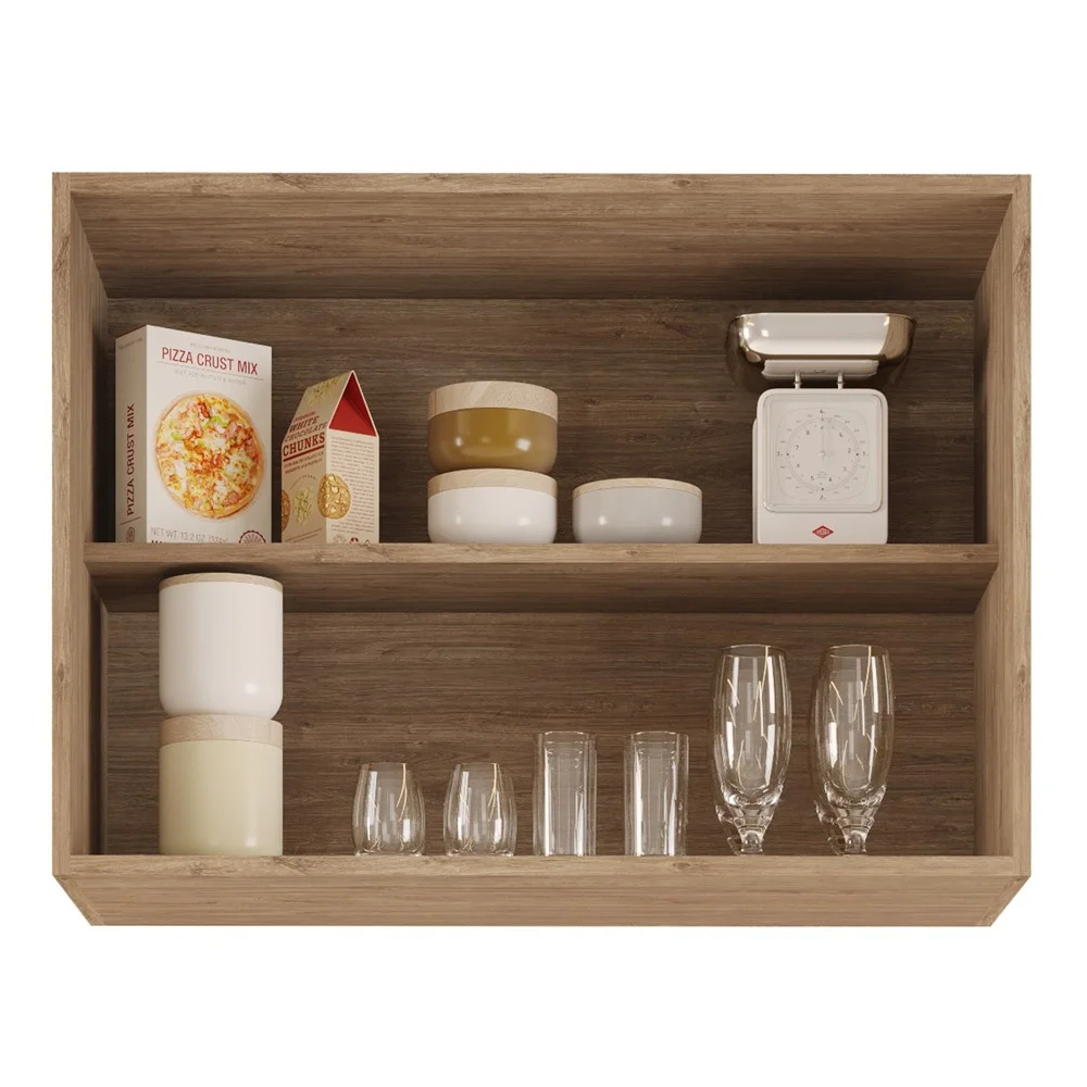 Armário Aéreo 80cm 2 Portas Califórnia Castanho/Preto - Lumil Móveis