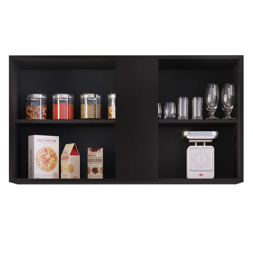 Armário Aéreo 100cm 2 Portas Indiana Preto - Lumil Móveis