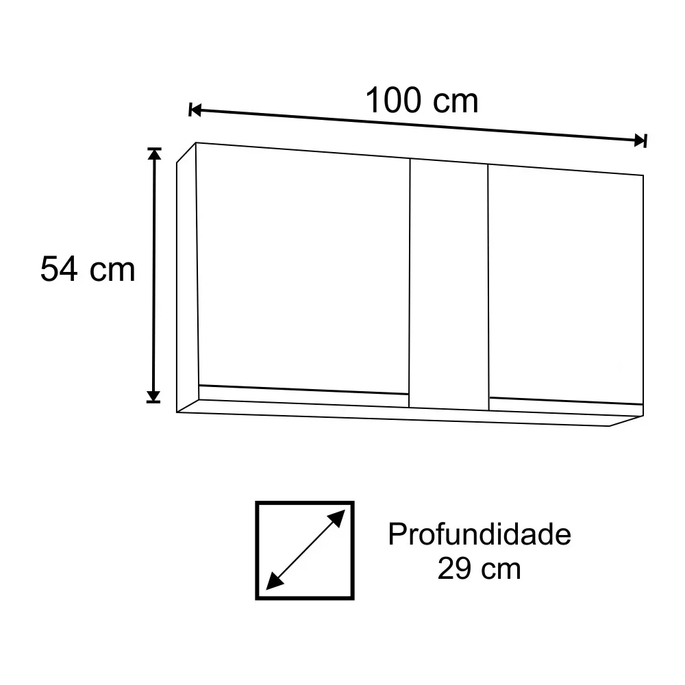 Armário Aéreo 100cm 2 Portas Indiana Castanho/Preto - Lumil Móveis