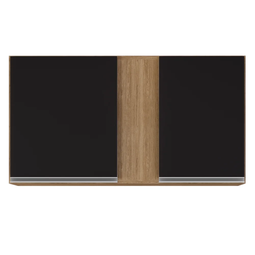 Armário Aéreo 100cm 2 Portas Indiana Castanho/Preto - Lumil Móveis
