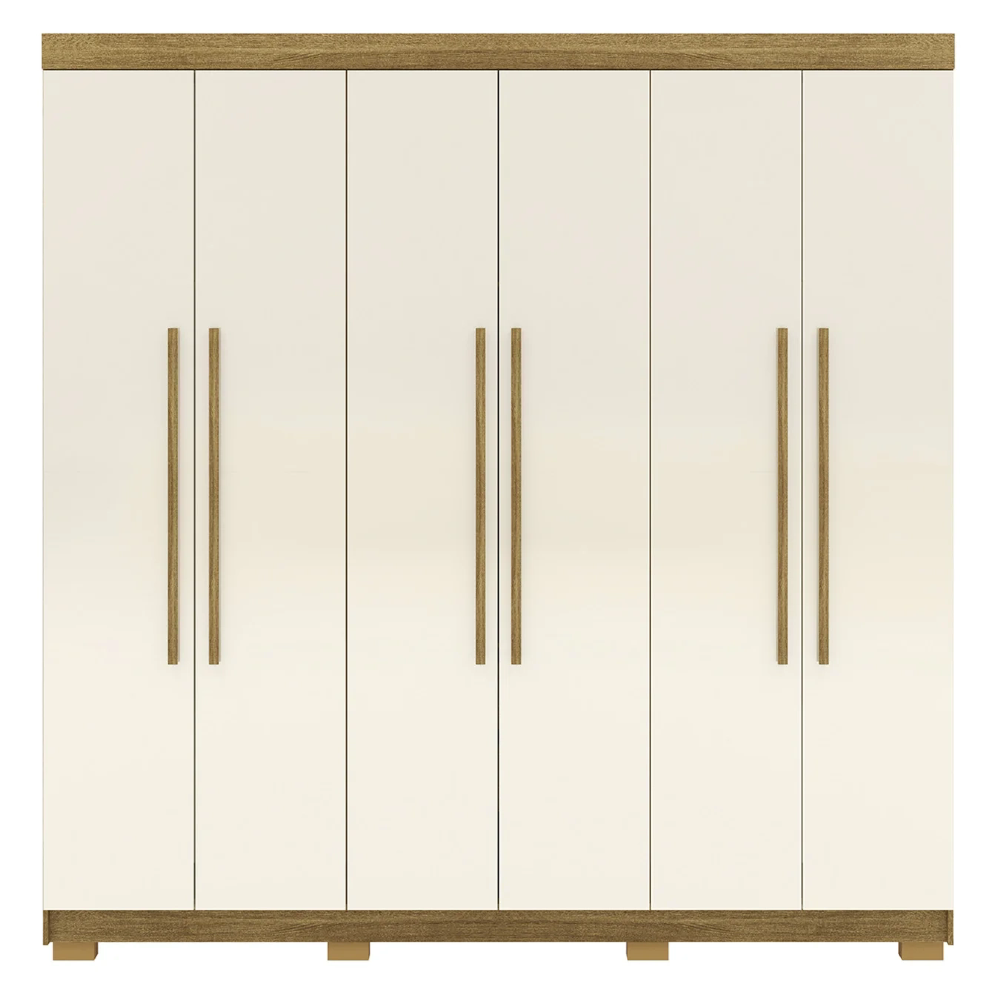 Guarda Roupa Casal 218cm 6 Portas Bolty Nature/Champanhe V02 - Mpozenato