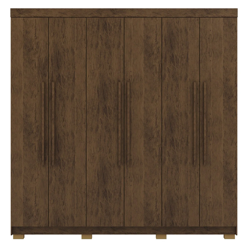 Guarda Roupa Casal 218cm 6 Portas Bolty Imbuia Rústico V02  - Mpozenato
