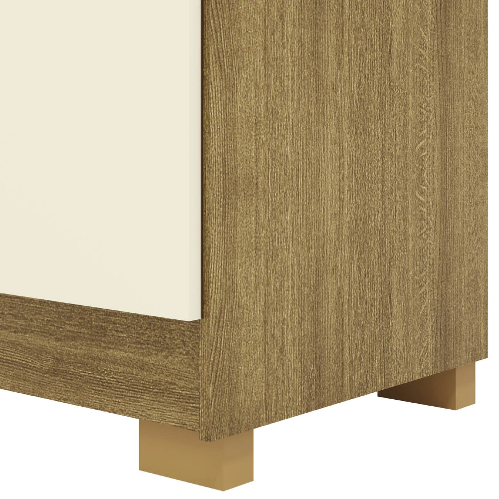 Guarda Roupa Casal 218cm Com Espelho Bolty Nature/Champanhe V02 - Mpozenato