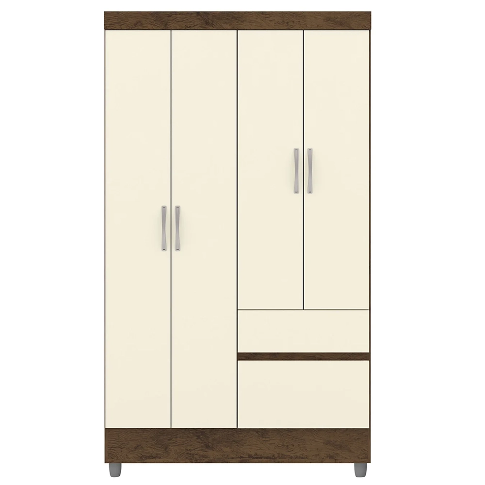 Guarda Roupa Solteiro 103cm 4 Portas Mayra Imbuia/Champanhe V02 - Mpozenato