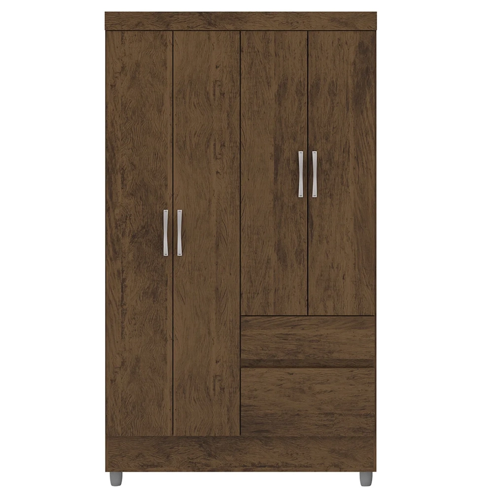 Guarda Roupa Solteiro 103cm 4 Portas Mayra Imbuia Rústico V02 - Mpozenato