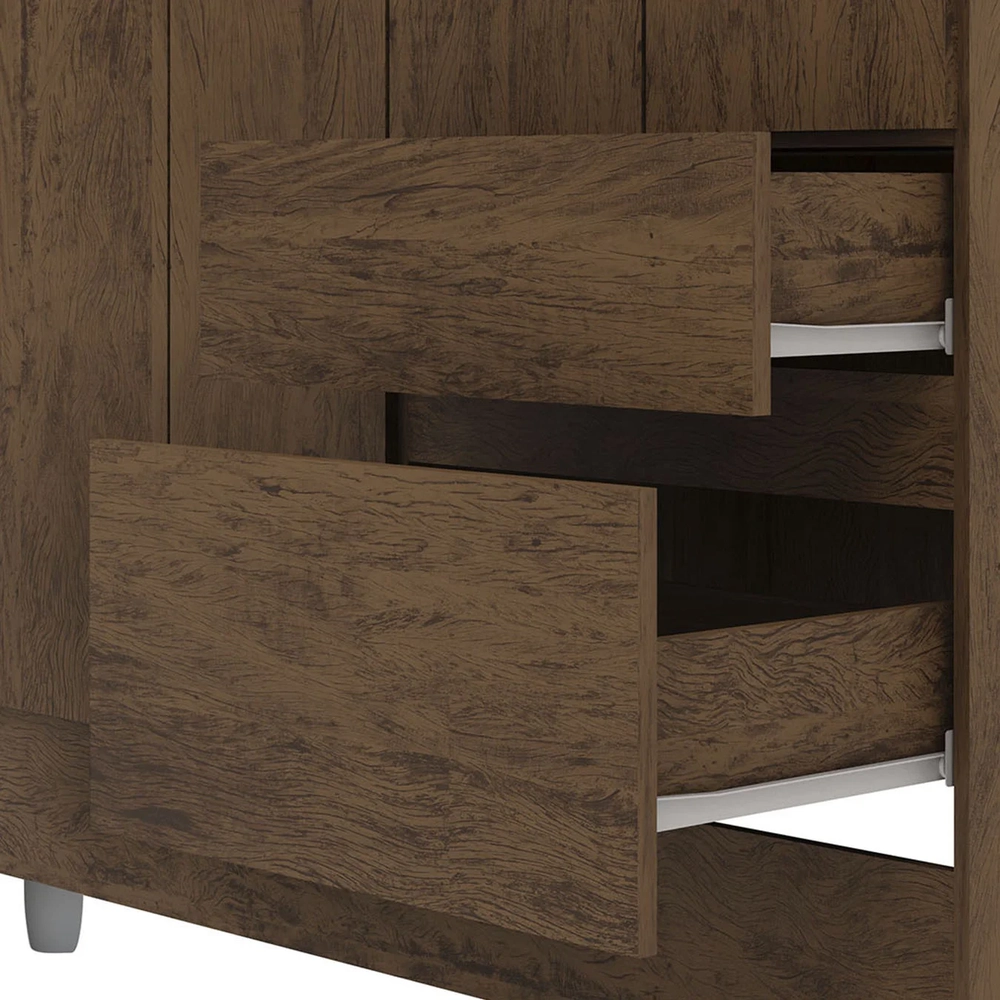 Guarda Roupa Solteiro 103cm 4 Portas Mayra Imbuia Rústico V02 - Mpozenato