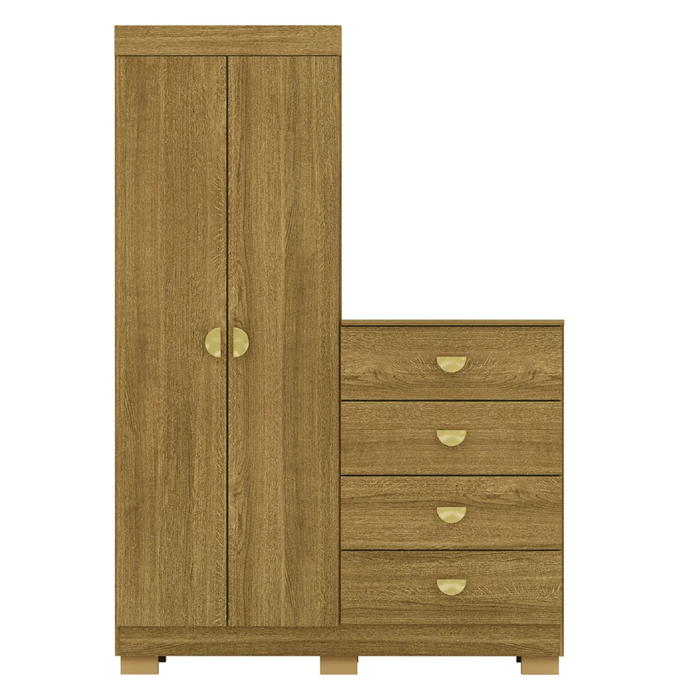 Guarda Roupa Cômoda 4 Gavetas 120cm Rita Nature V02 - Mpozenato