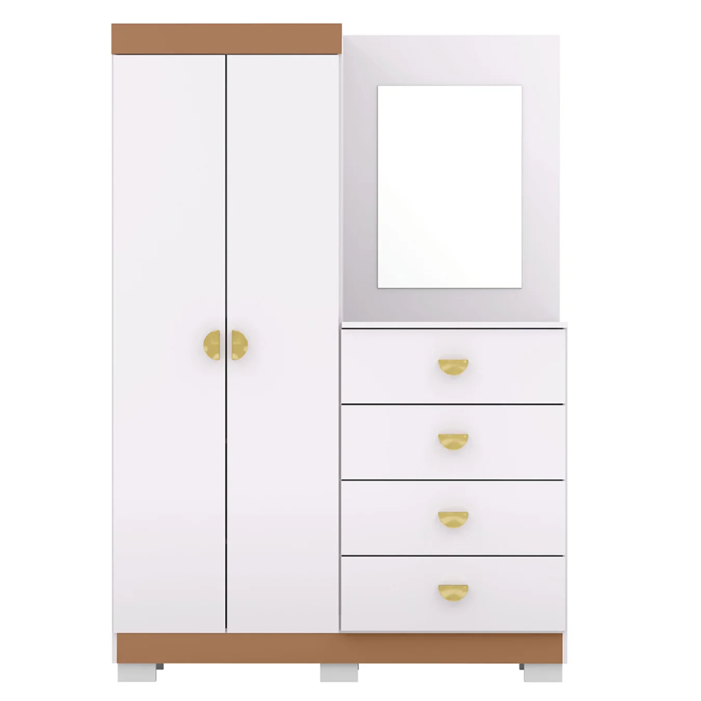 Guarda Roupa Cômoda Com Espelho 120cm Rita Flex Branco V02 - Mpozenato