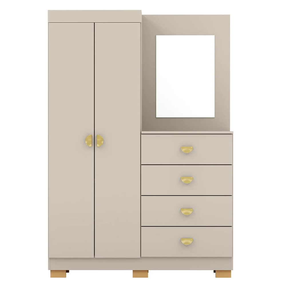 Guarda Roupa Cômoda Com Espelho 120cm Rita Fendi V02 - Mpozenato