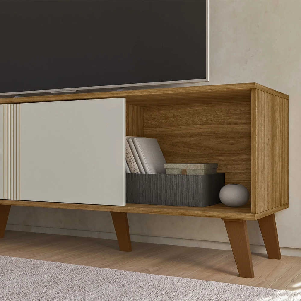 Rack Bancada Para TV 65 Pol 160cm Sia Nature/Off Z49       - Mpozenato