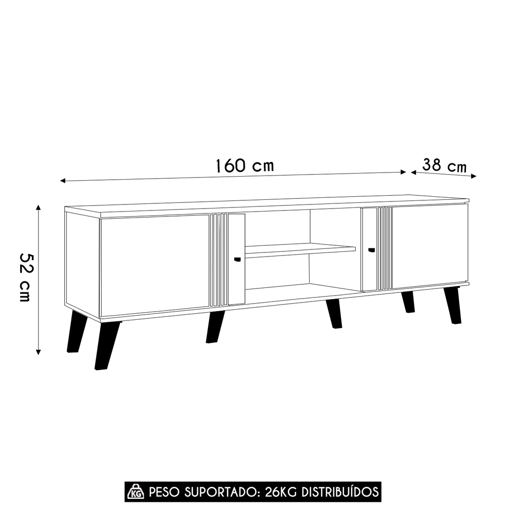 Rack Bancada Para TV 65 Pol 160cm Sia Nature/Off Z49       - Mpozenato