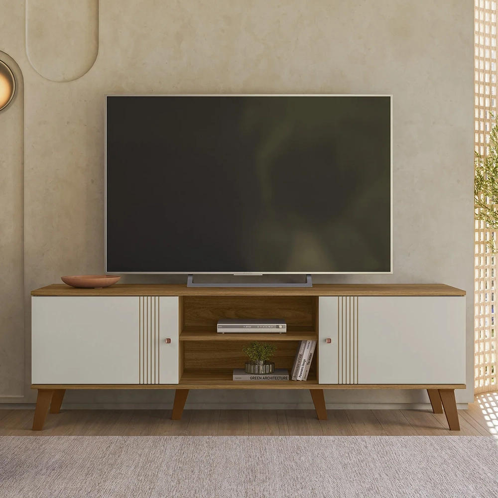 Rack Bancada Para TV 65 Pol 160cm Sia Nature/Off Z49       - Mpozenato