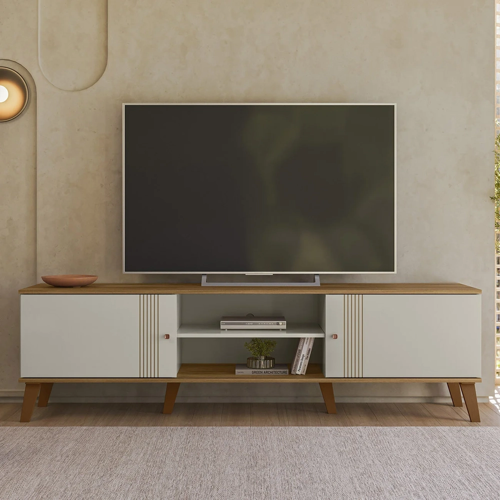 Rack Bancada Para TV 75 Pol 180cm Sia Off/Nature Z49       - Mpozenato