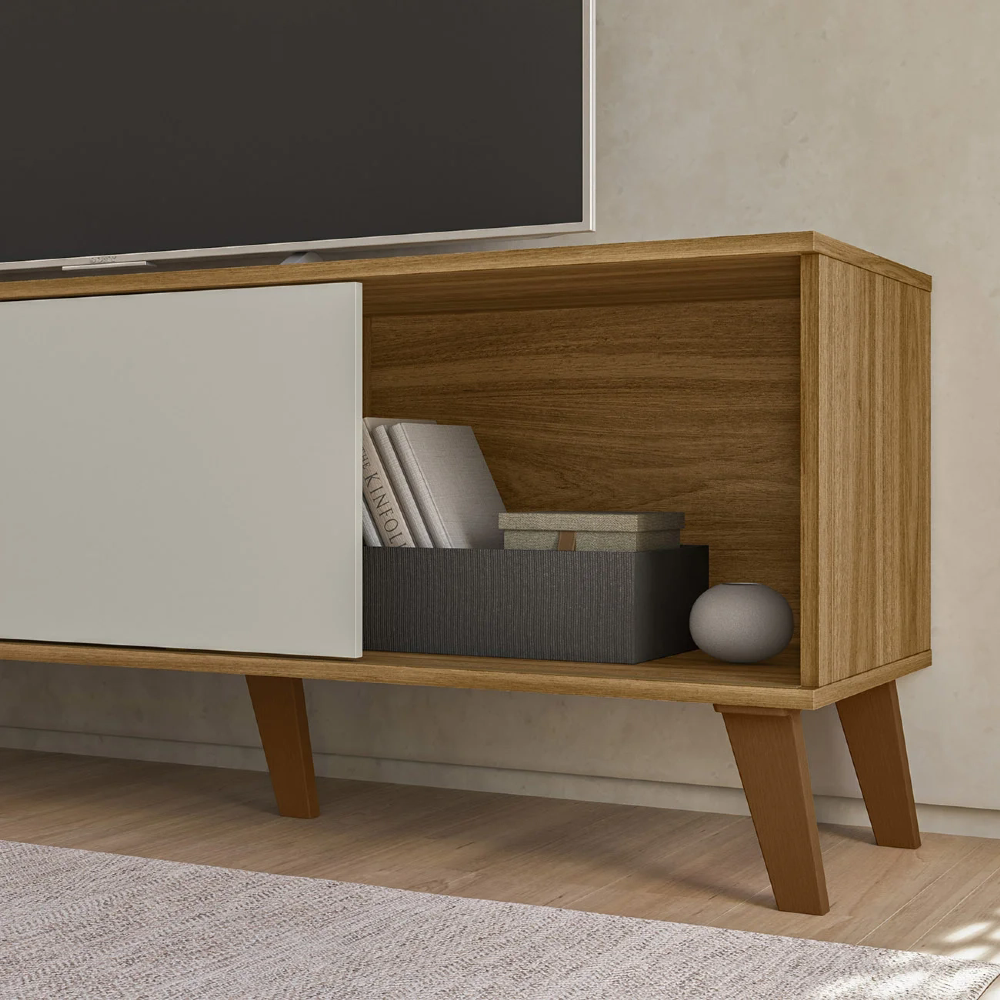 Rack Bancada Para TV 75 Pol 180cm Sia Nature/Off Z49       - Mpozenato