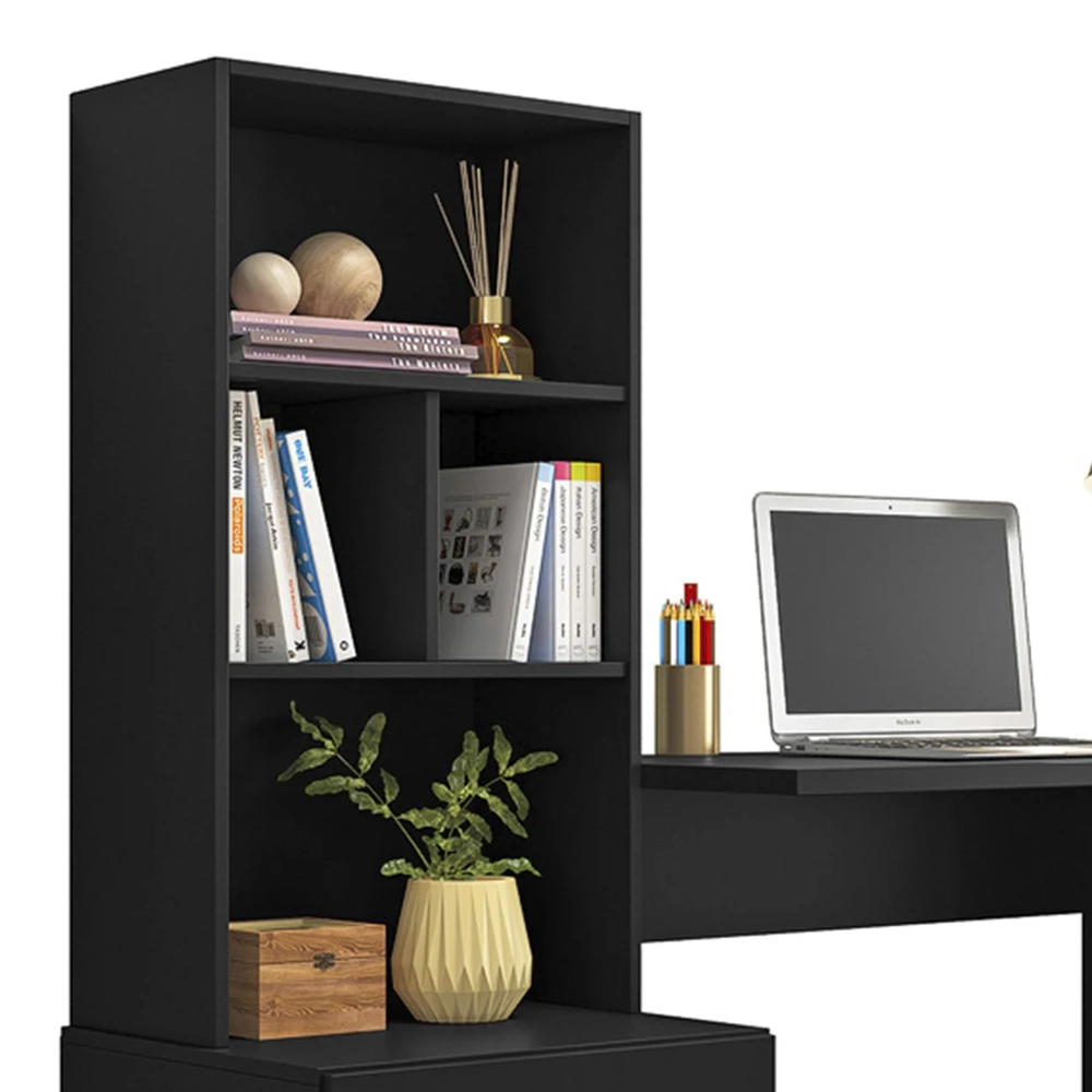Mesa Escrivaninha Com Estante Livreiro 138cm Jay Preto Z49 - Mpozenato