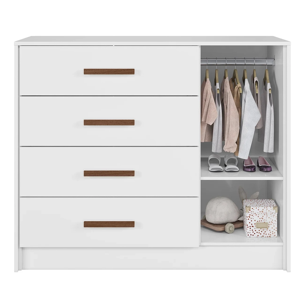 Cômoda Para Quarto Infantil 110cm 1 Porta Nelly Branco Z49 - Mpozenato