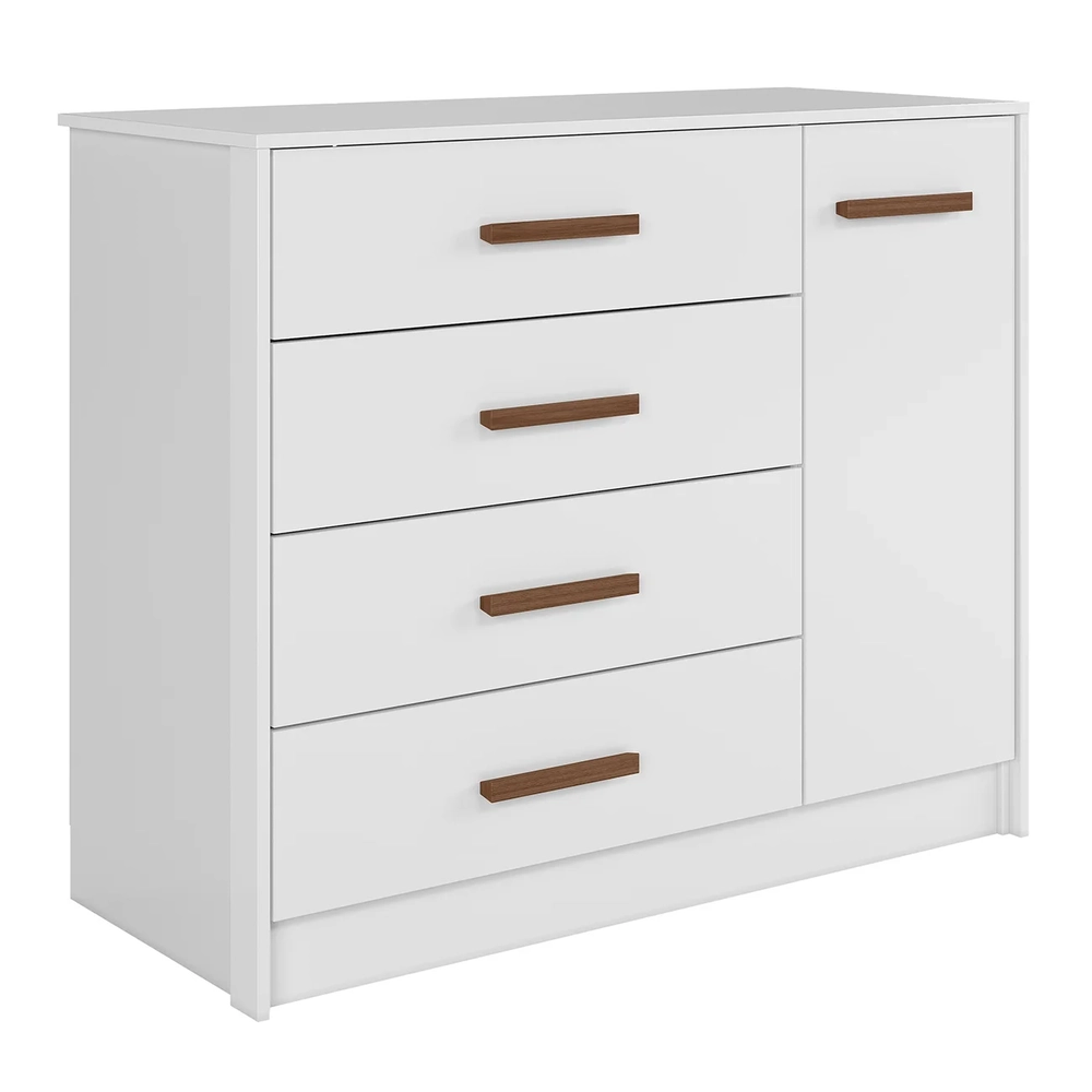 Cômoda Para Quarto Infantil 110cm 1 Porta Nelly Branco Z49 - Mpozenato