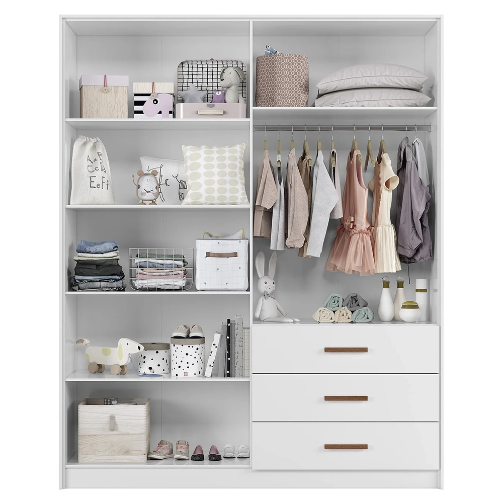 Guarda Roupa Infantil 176cm Com 4 Portas Nelly Branco Z49  - Mpozenato