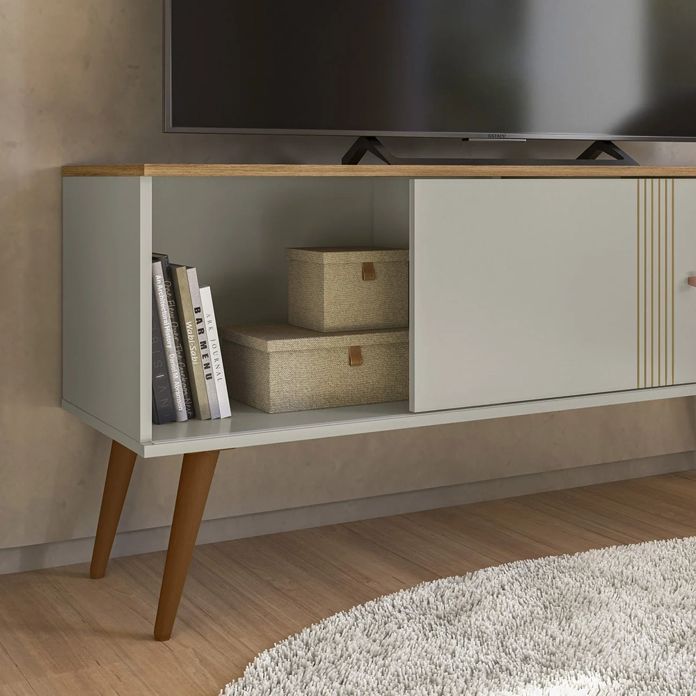 Rack Bancada Para TV 55 Pol 136cm Romeo Off/Nature Z49     - Mpozenato