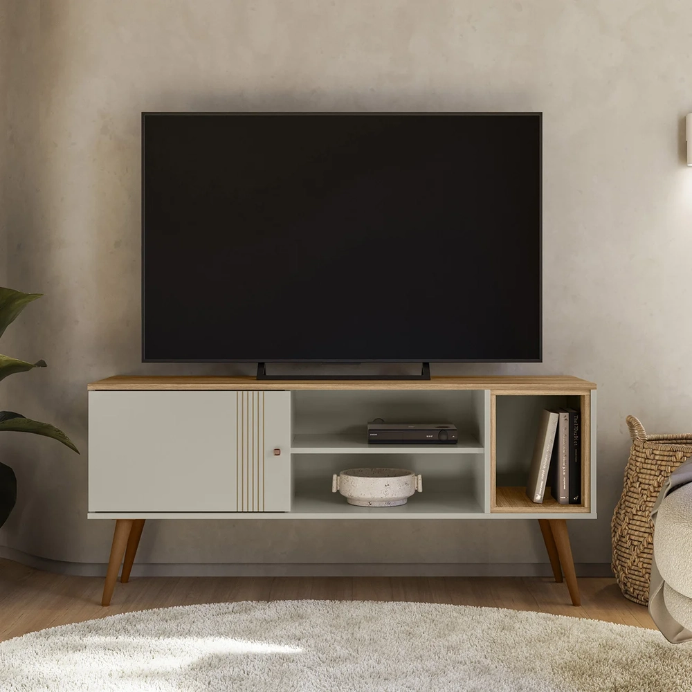 Rack Bancada Para TV 55 Pol 136cm Romeo Off/Nature Z49     - Mpozenato