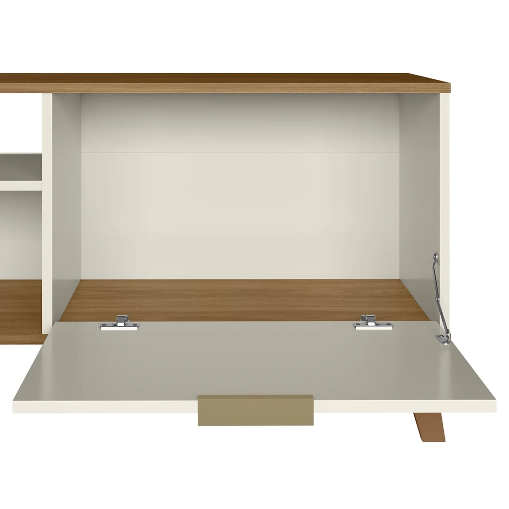 Rack Bancada Para TV 50 Pol 115cm Roby Off/Nature Z49      - Mpozenato