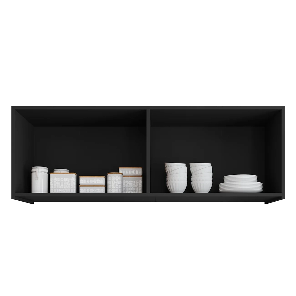 Armário de Cozinha Aéreo 118cm 4 Portas Monna Preto Z34     - Mpozenato