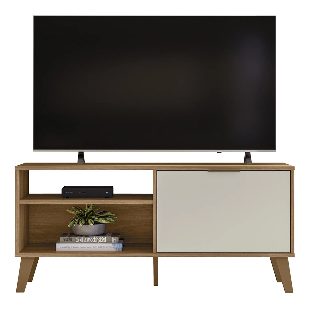 Rack Bancada Para TV 50 Pol 115cm Roby Nature/Off Z49      - Mpozenato