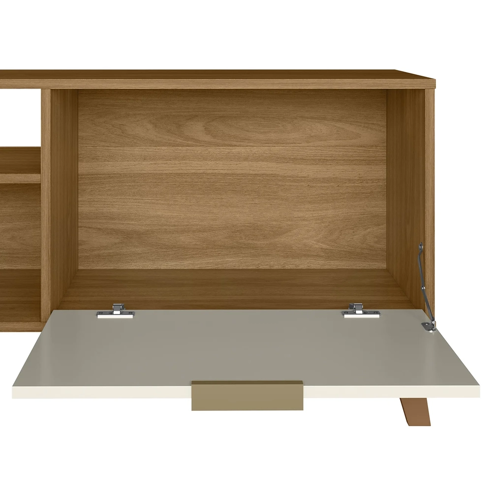 Rack Bancada Para TV 50 Pol 115cm Roby Nature/Off Z49      - Mpozenato