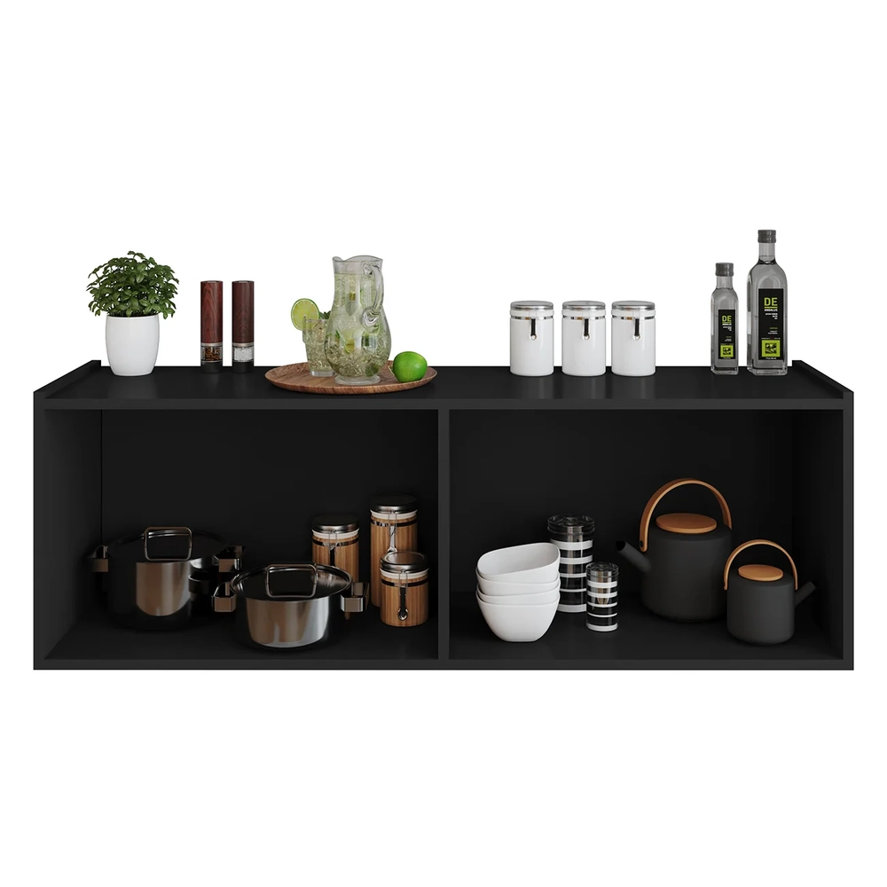 Balcão de Cozinha Suspenso 118cm 4 Portas Monna Preto Z34   - Mpozenato