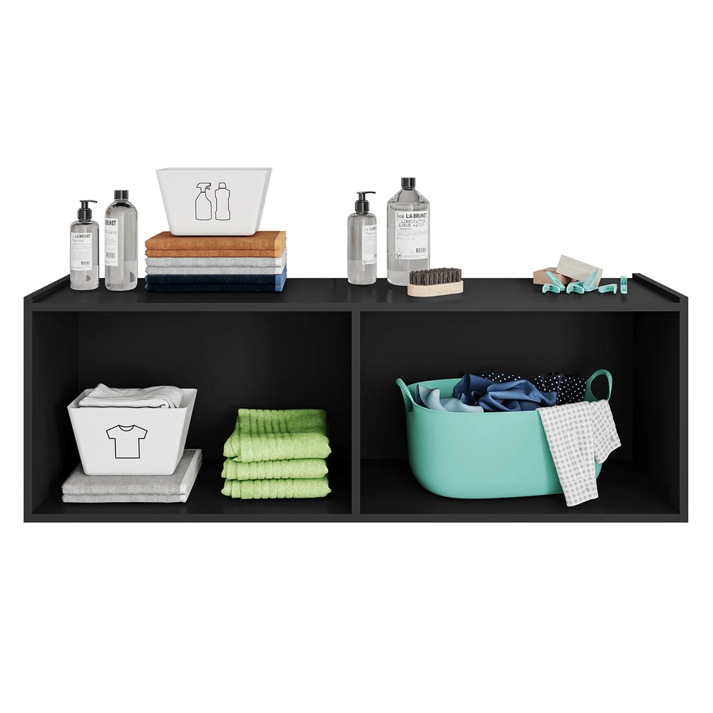 Balcão Suspenso Multiuso Lavanderia 118cm Monna Preto Z34   - Mpozenato