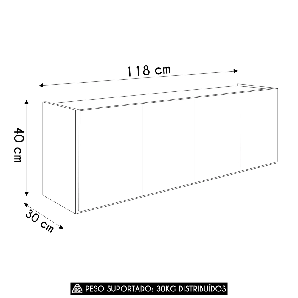 Balcão Suspenso Multiuso Lavanderia 118cm Monna Freijó Z34 - Mpozenato