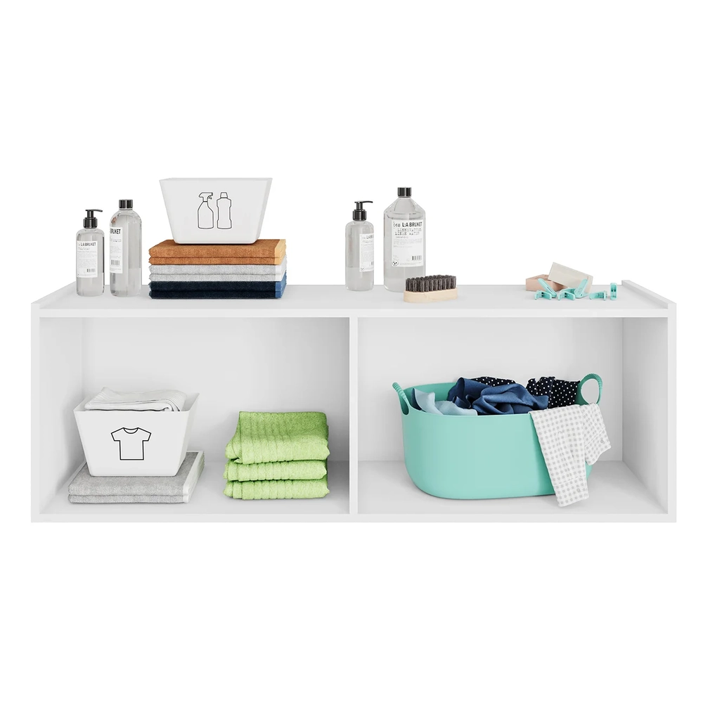 Balcão Suspenso Multiuso Lavanderia 118cm Monna Branco Z34  - Mpozenato