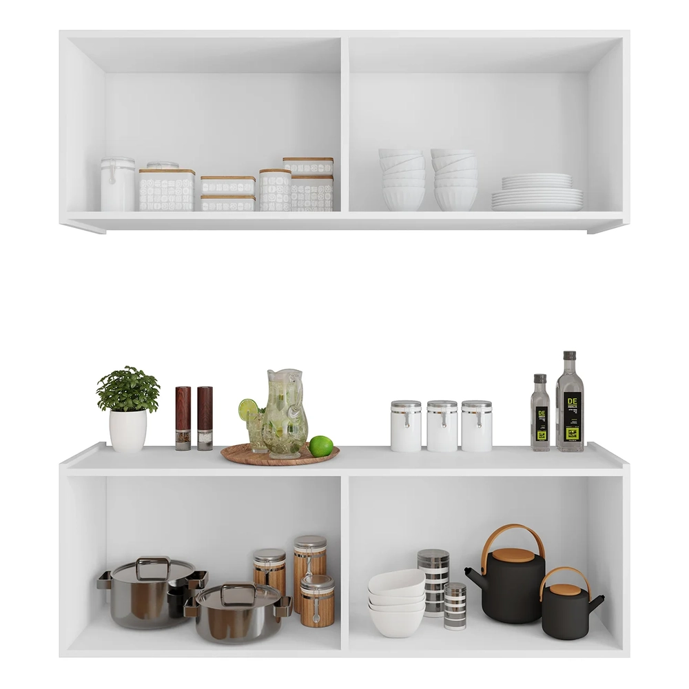 Armário de Cozinha e Balcão Suspenso 118cm Monna Branco Z34 - Mpozenato