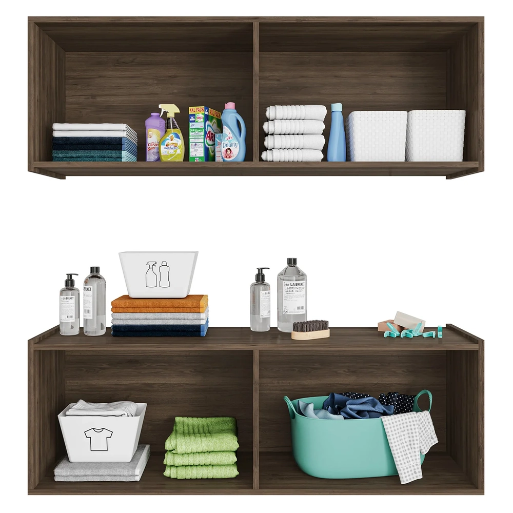 Armário Aéreo e Balcão Para Lavanderia 118cm Monna Freijó Z34 - Mpozenato